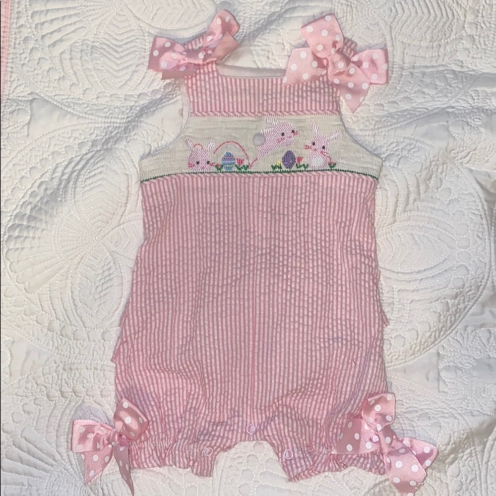 Baby Girl Bunny/Easter Seersucker Outfit